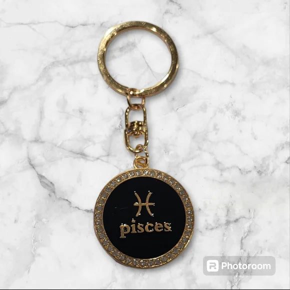 Pisces Bling 2-sided zodiac keychain
