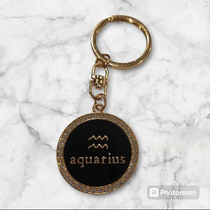 Aquarius Bling 2-sided zodiac keychain