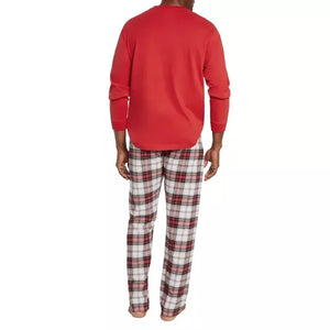 Gap Men's Flannel Cozy Crewneck Long Sleeve Drawcord Pajama Set Mens