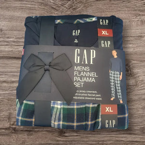 Gap Men's Flannel Cozy Crewneck Long Sleeve Drawcord Pajama Set Mens