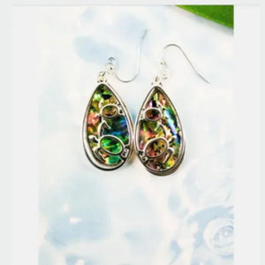 Elegant Abalone Turtle Teardrop Earrings