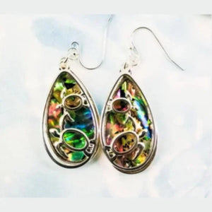 Elegant Abalone Turtle Teardrop Earrings