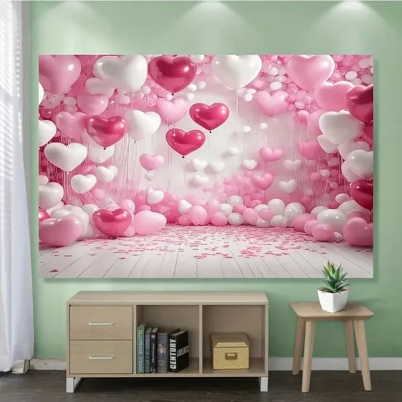 Red & Pink Ballon Love Heart Backdrop/Tapestry V7