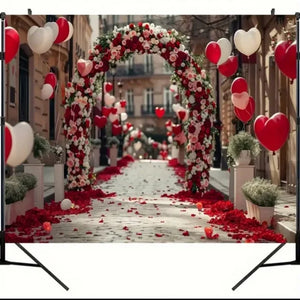 Red & Pink Flowers Love Heart Backdrop/Tapestry V5