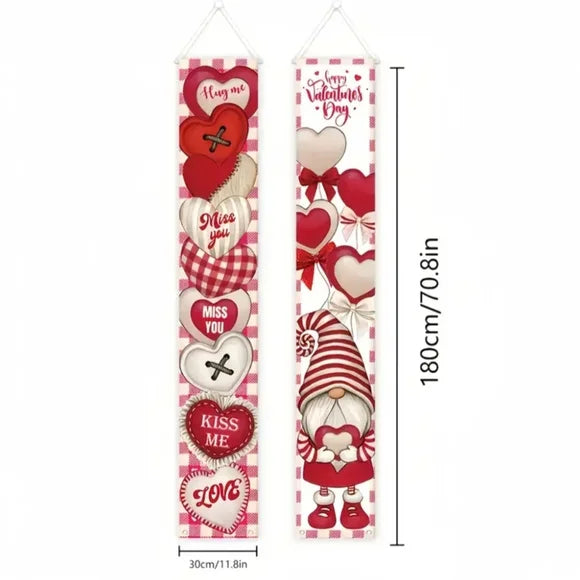 Gnome Valentine's Day Indoor Outdoor Decoration Banners