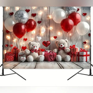 Ballon Teddy Love Heart Backdrop/Tapestry V8