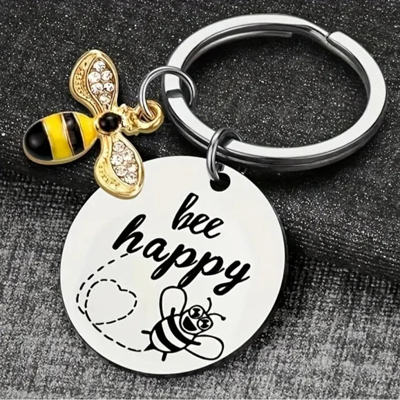 Happy Bee Vibes Keychain – Spread Positivity Everywhere