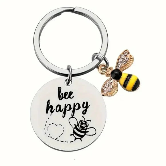 Happy Bee Vibes Keychain – Spread Positivity Everywhere