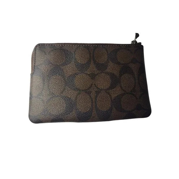Coach Signature Canvas & Leather Wristlet Wallet