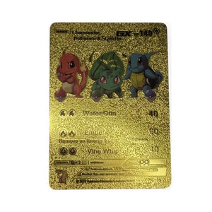 Gold Foil Charmander, Bulbasaur & Squirtle GX Gold Pokémon Card