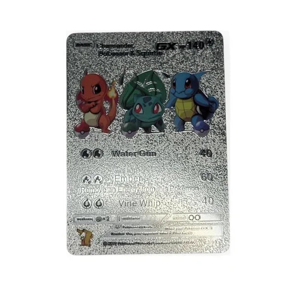 Silver Foil Charmander, Bulbasaur & Squirtle GX Silver Pokémon Card