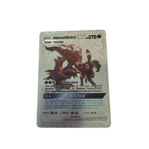 Silver Umbreon & Darkrai GX Tag Team Pokémon Card Black Lance / Dark Moon GX (Copy)