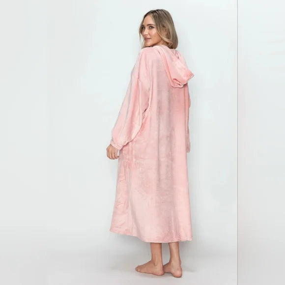 Full Size Pocketed Hooded Lounge Dress