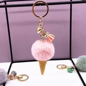 Ice Cream & Tassel Charm Keychain Pink