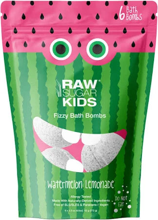 Raw Sugar Kids Fizzy Bath Bombs Watermelon Lemonade