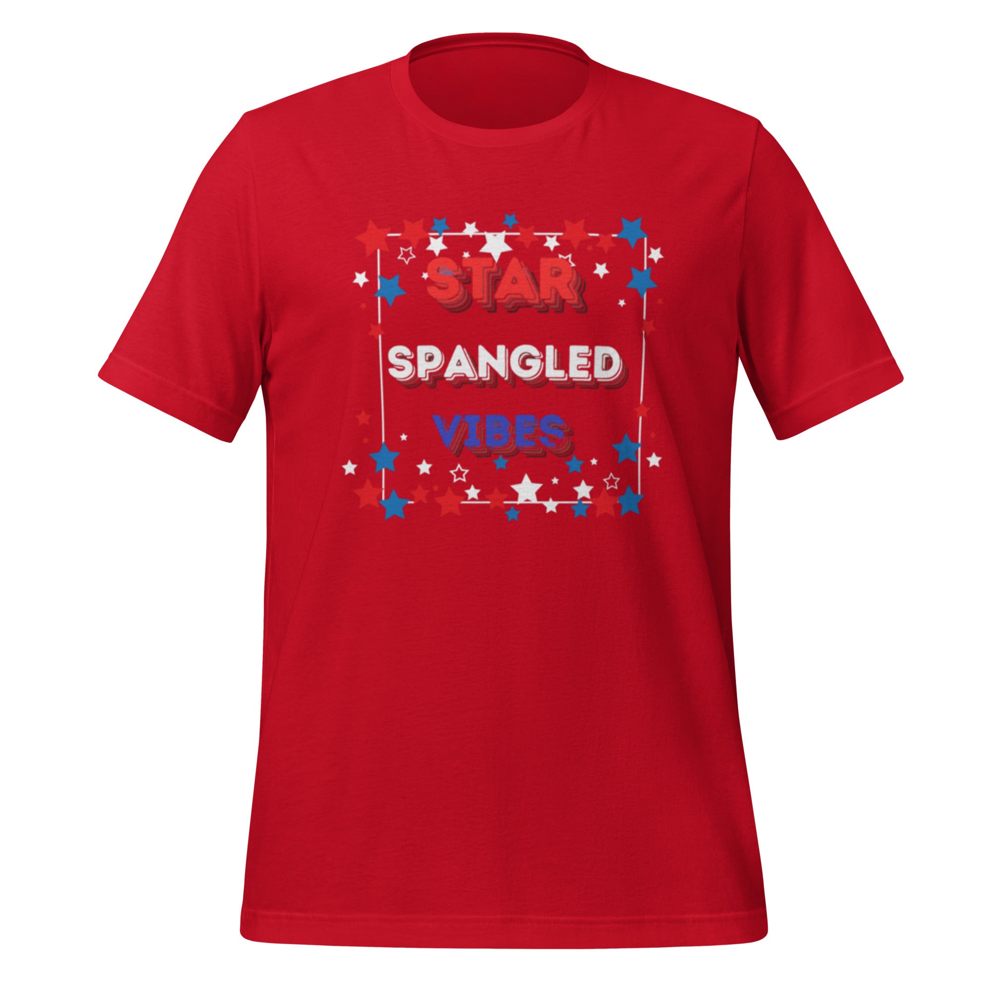 Get ready to rock the Red White & Blue Star Spangled Vibes Unisex t-shirt