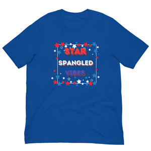 Get ready to rock the Red White & Blue Star Spangled Vibes Unisex t-shirt