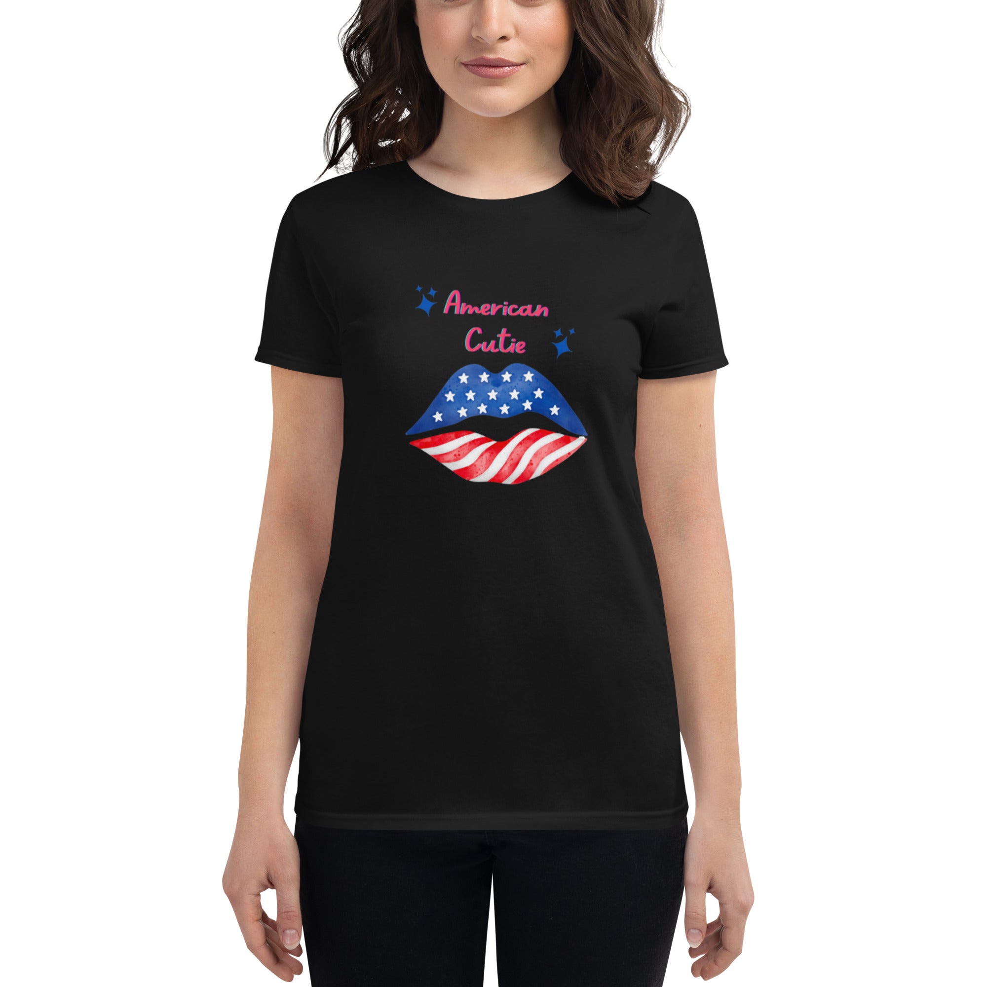 Show off your patriotic pride with this American Cute Girl Women's short sleeve t-shirt