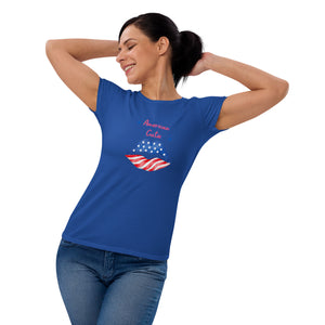 Show off your patriotic pride with this American Cute Girl Women's short sleeve t-shirt