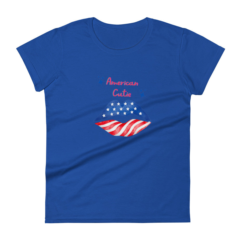 Show off your patriotic pride with this American Cute Girl Women's short sleeve t-shirt