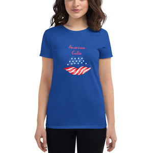 Show off your patriotic pride with this American Cute Girl Women's short sleeve t-shirt