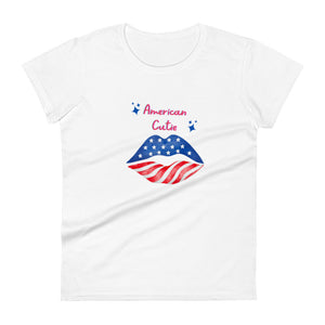 Show off your patriotic pride with this American Cute Girl Women's short sleeve t-shirt