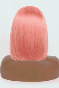 12" 165g Lace Front Wigs Human Hair in Rose Pink 150% Density