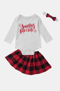 Baby Girls' Christmas Bodysuit and Plaid Skirt Set with Bow - Edy's Treasures