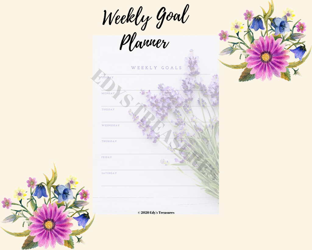 Weekly Goal Planner | Printable PDF - Edy's Treasures