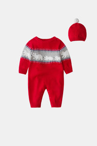 Unisex Polar Bear Christmas Knit Jumpsuit with Hat - Edy's Treasures