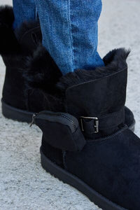 Black Plush Thermal Flat Boots