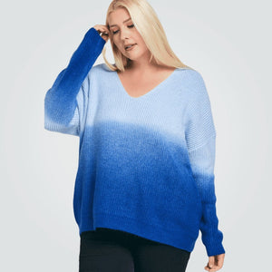 Plus Size Ombre V-Neck Sweater 3x - Edy's Treasures