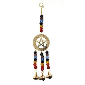 Pentagram Brass Windchime 14"