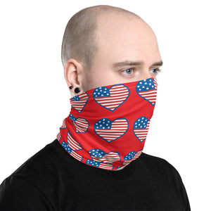 Unisex Made In The USA Heart American Flag Neck Gaiter, Face mask, Dust Mask, Washable Mask, Reusable Mask - Edy's Treasures